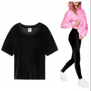 VS pink velvet leggings with matching top